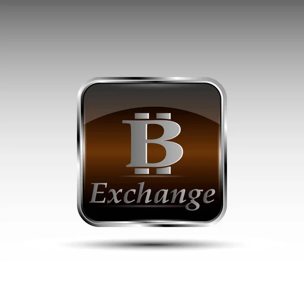 O botão vetorial com símbolo bitcoin —  Vetores de Stock