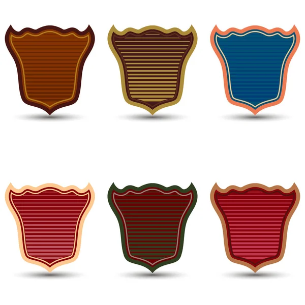 El conjunto vectorial de escudos de colores — Vector de stock