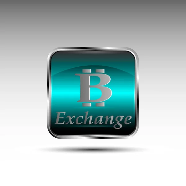 El botón vectorial con símbolo bitcoin — Vector de stock