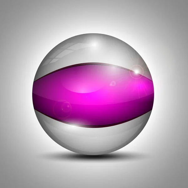 Sphère en verre avec ligne violette — Image vectorielle