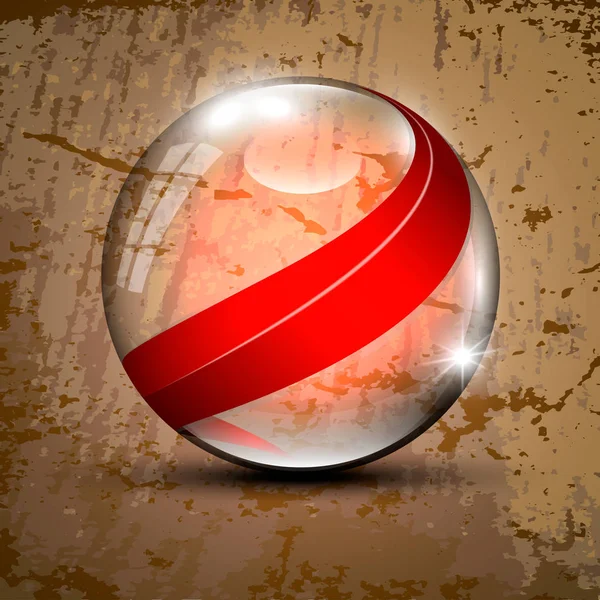 Sphère transparente avec lignes rouges — Image vectorielle