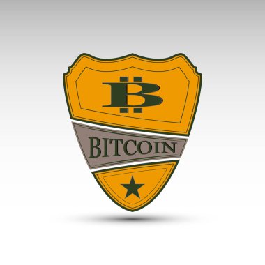 Sembol bitcoin ile vektör kalkan