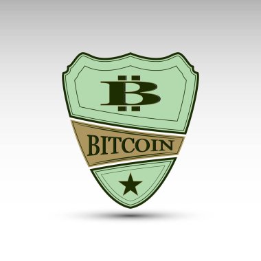 Sembol bitcoin ile vektör kalkan
