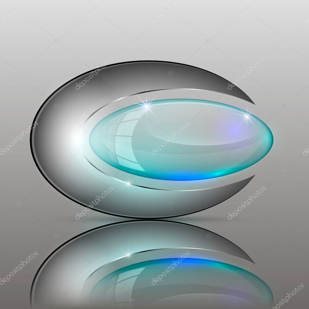 Transparent glide turquoise crystal for logo. Vector illustration.