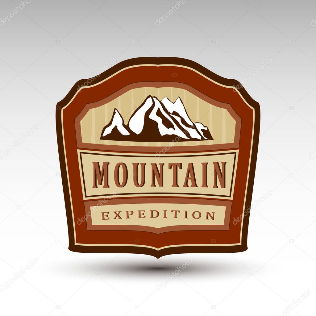 Vector illustration of mountain expedition text placed on the symbol with rocks.
