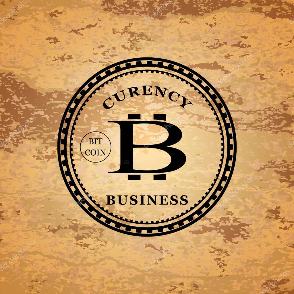 Vector illustration of star shaped bitcoin symbol with cryptocurrency text.