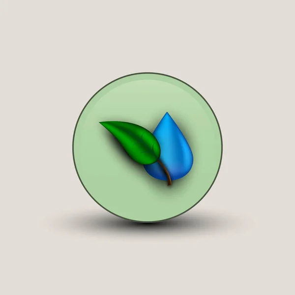 Cercle avec feuille et goutte — Image vectorielle