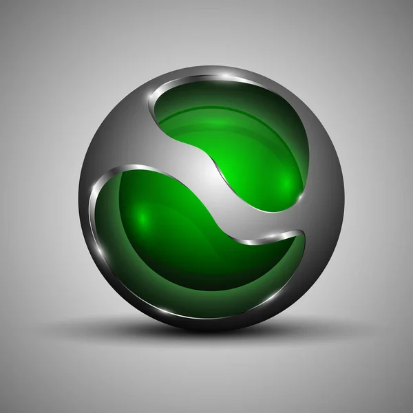 3D küre yuvarlak metal kutu içinde