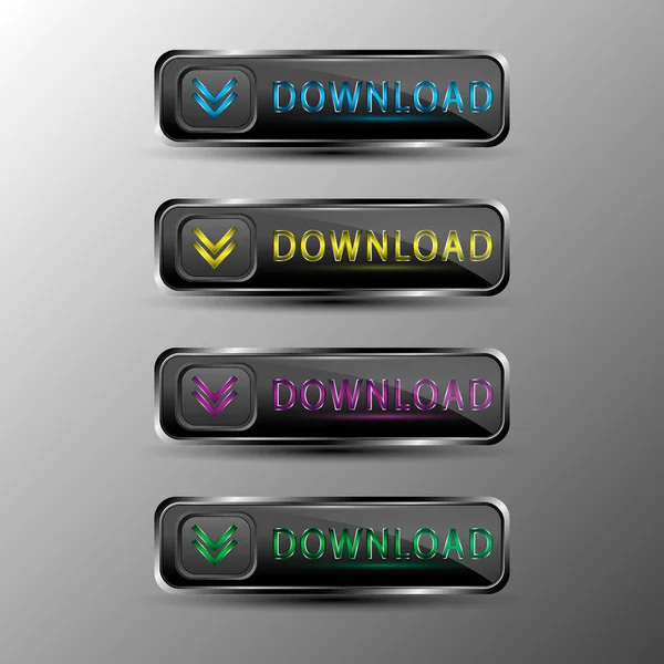 The vector set of black web buttons with colored arrows. — Stock Vector
