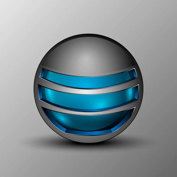 Vektorillustration der blauen Kugel als Emblem. — Stockvektor