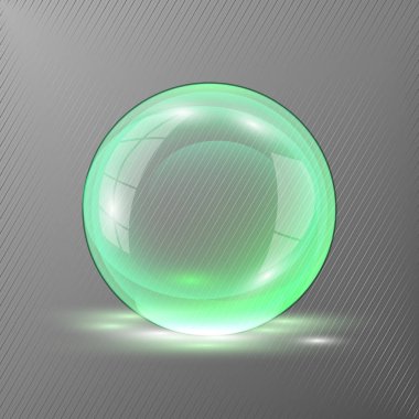 3D yeşil küre. Şeffaf açık parlak top vektör çizim