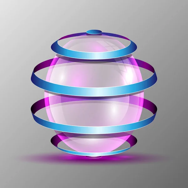 Logo ovalado transparente con rayas de colores — Vector de stock