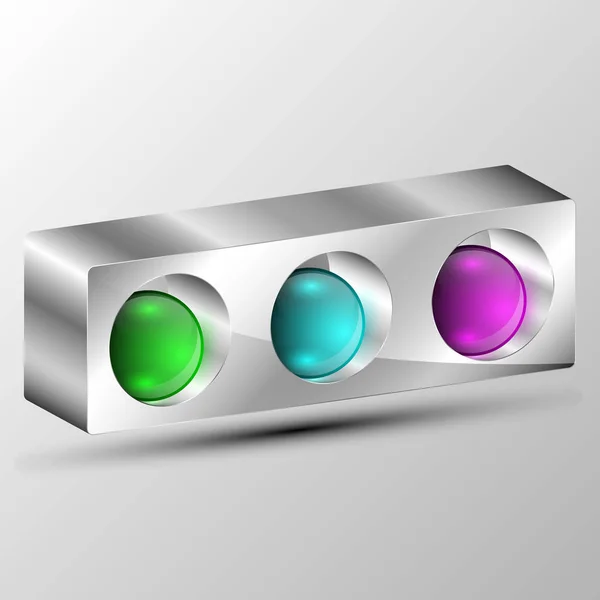 複数視点で 3 d 長方形金属色の内部球. — ストックベクタ