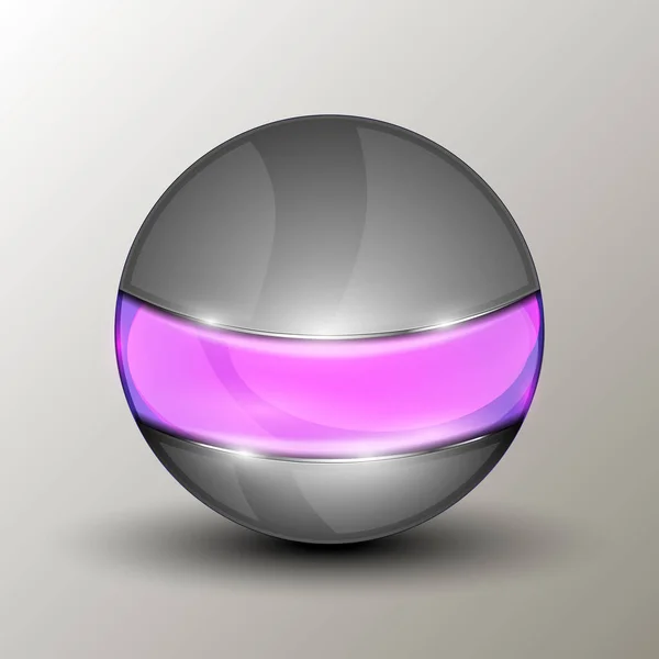 Esfera de metal con línea púrpura — Vector de stock