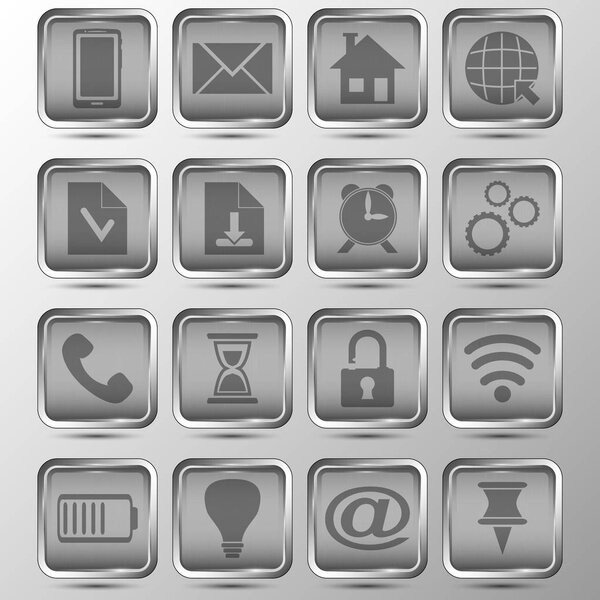 Векторный набор металлических кнопок
