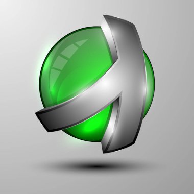 metal hatları ile 3D yeşil Küre