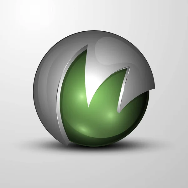 3D logó. Zöld gömb vektorillusztrációja — Stock Vector