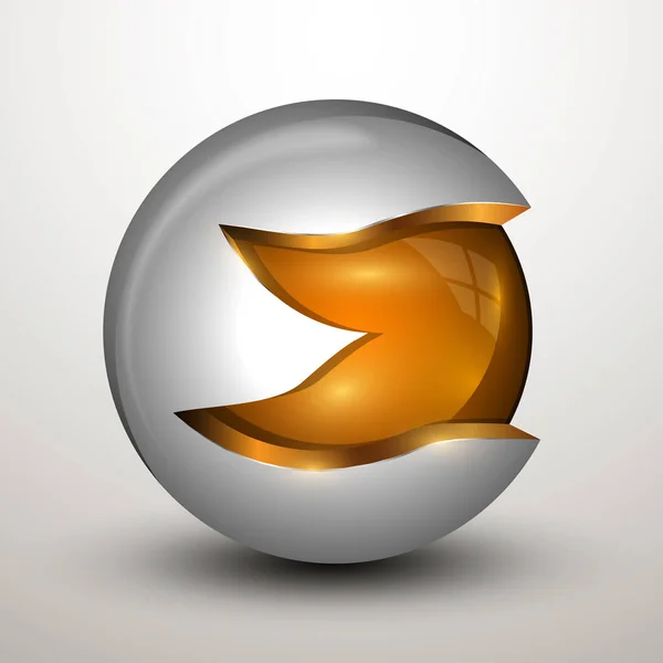 Logo 3d.Illustration vectorielle d'une sphère orange — Image vectorielle