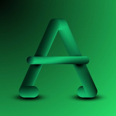Letter A.3d gradient.Liquid effect.Fluid, dynamic,vibrant green color