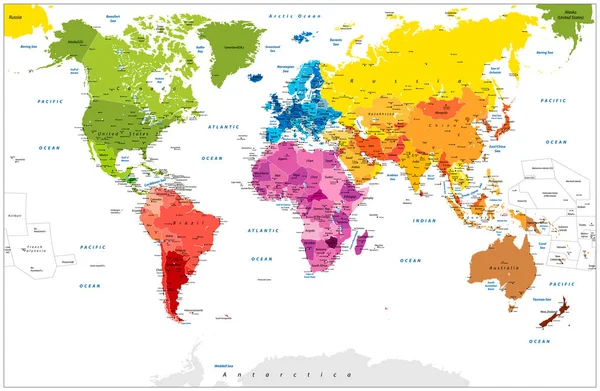 Ilustración detallada mapa del mundo spot de color — Archivo Imágenes Vectoriales