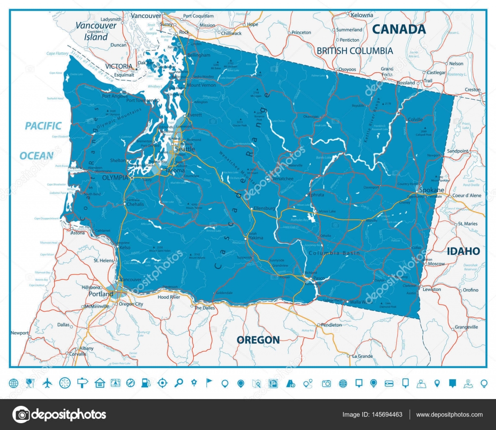 Mapa De Estradas Do Estado De Washington Imagem Vetorial De Cartarium Depositphotos 145694463 Stock Illustration Washington State Road Map