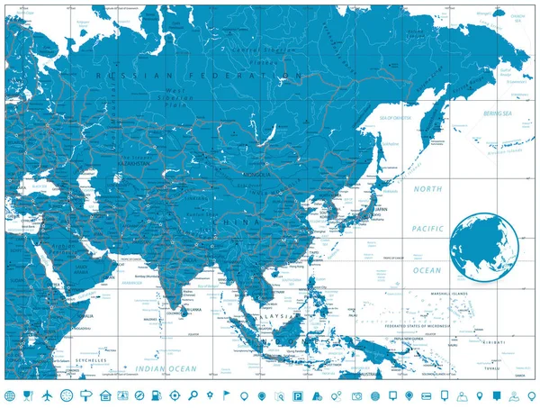 Asya yol haritası — Stok Vektör