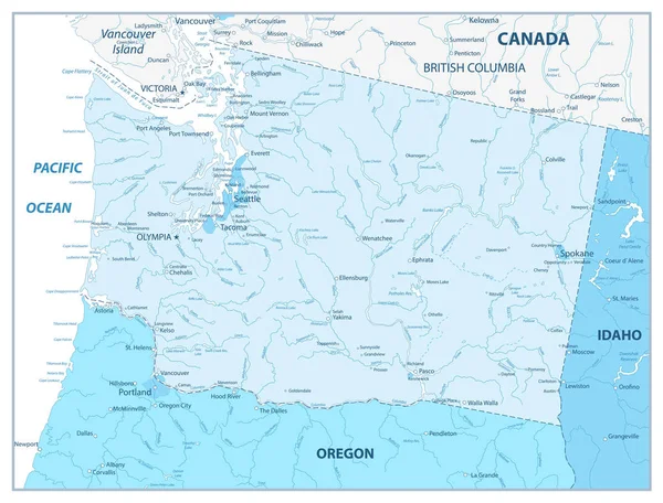 Washington state karta i färgerna blå — Stock vektor