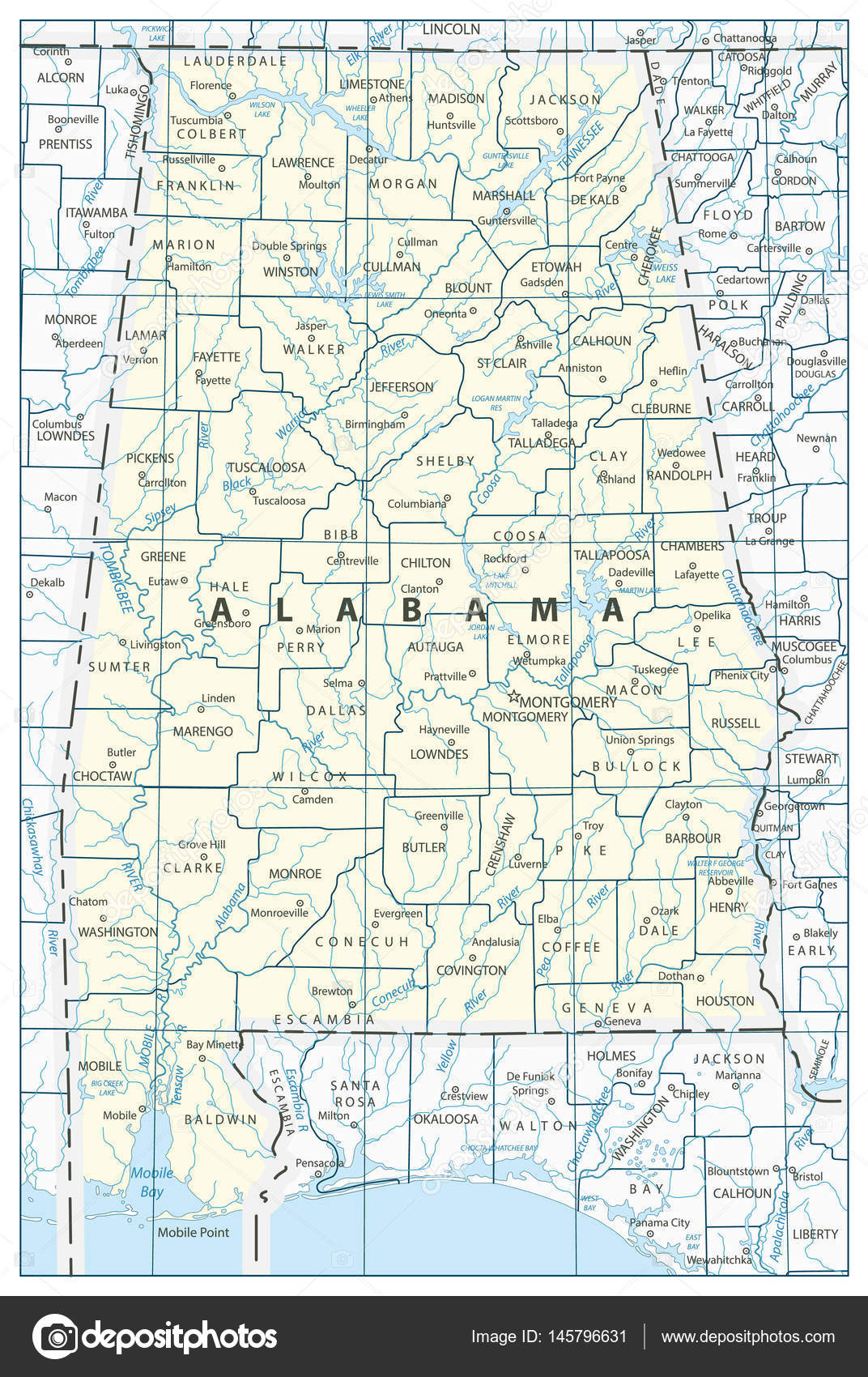 Alabama State Map With Cities
