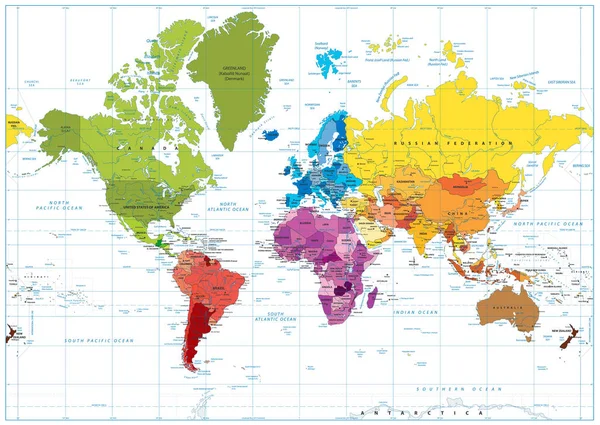 世界地图现货彩色的插图 — 图库矢量图片