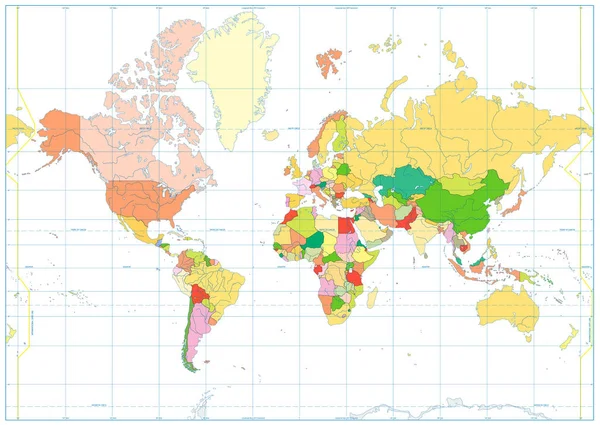 Polityczna mapa świata na białym tle. Brak tekstu — Wektor stockowy