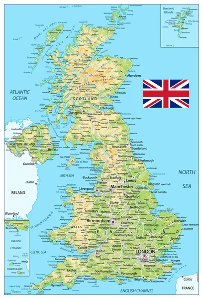 Regno Unito mappa fisica — Vettoriale Stock