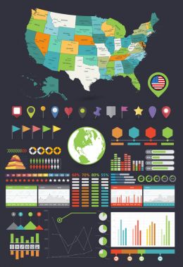 ABD harita ve Infographics tasarım öğeleri