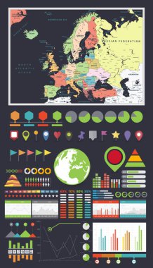 Avrupa harita ve Infographics tasarım öğeleri