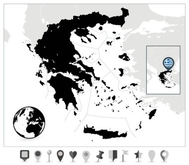 Yunanistan siyah harita ve düz harita işaretleri