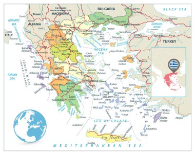 Siyasi harita üzerinde beyaz izole Yunanistan