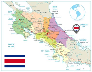 Kosta Rika idari harita. Beyaz