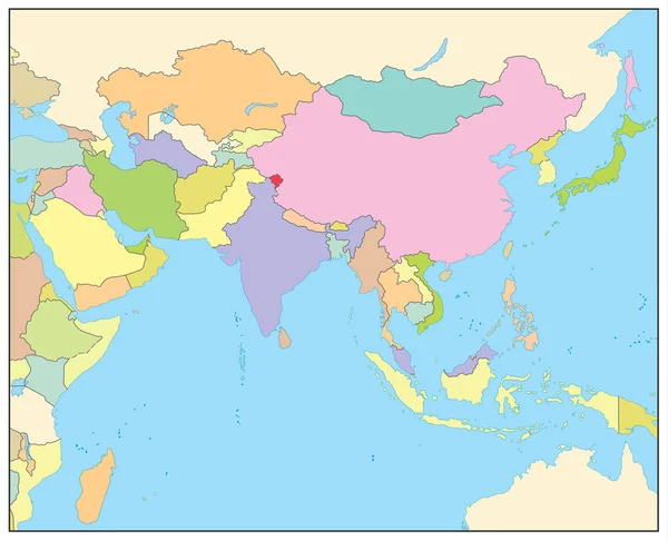 Südasien politische Landkarte. kein Text — Stockvektor