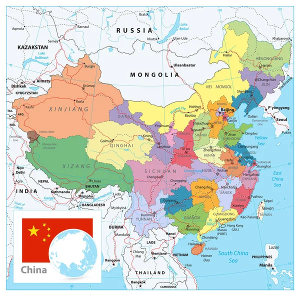 中国の政治地図 — ストックベクタ