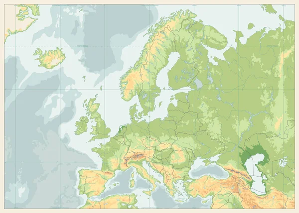 ヨーロッパの物理的な地図。レトロな色。テキストなし — ストックベクタ