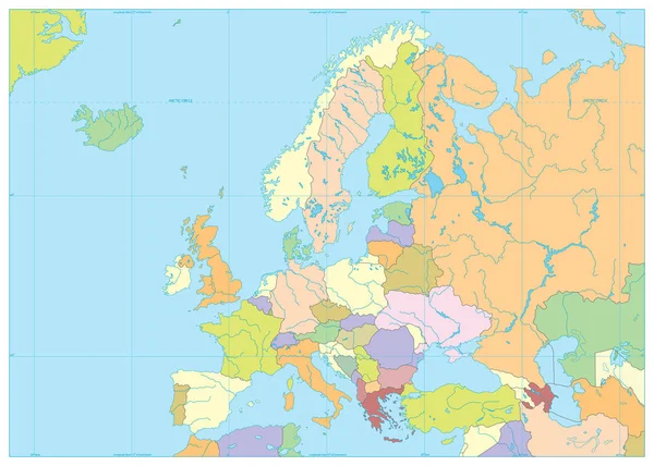 Avrupa siyasi Haritası. Metin yok — Stok Vektör