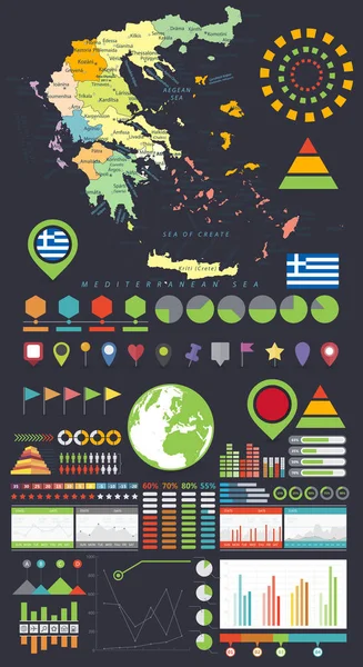 Элементы карты и инфографики Греции — стоковый вектор
