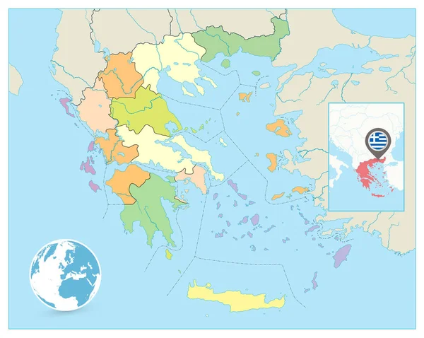 Yunanistan siyasi harita. Metin yok — Stok Vektör