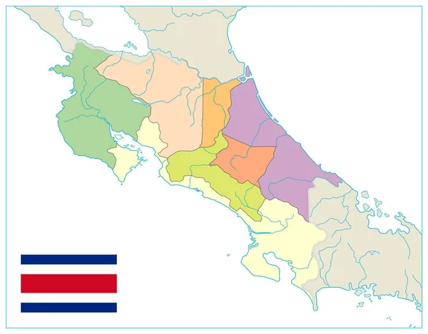 Mapa administrativo de Costa Rica. En White. No hay texto — Archivo Imágenes Vectoriales