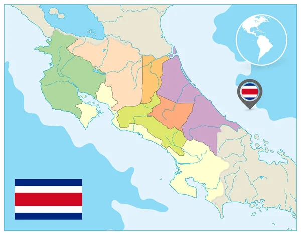 Carte administrative du Costa Rica. Pas de texte — Image vectorielle