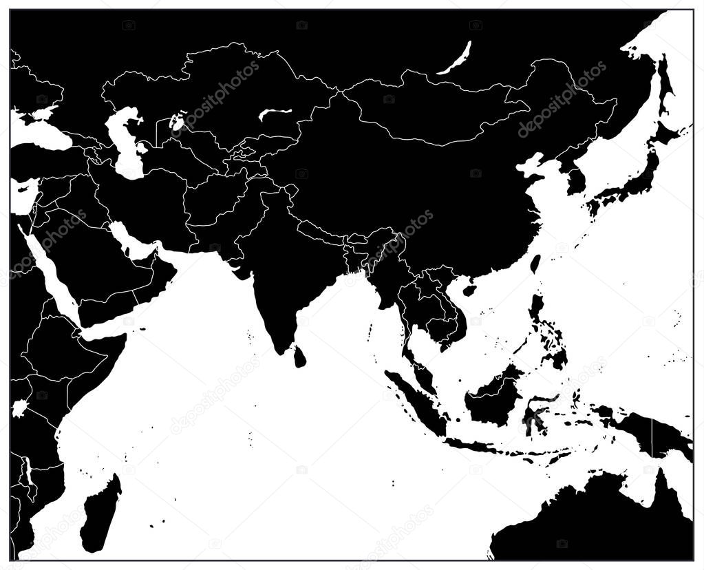 South Asia Map Black Color