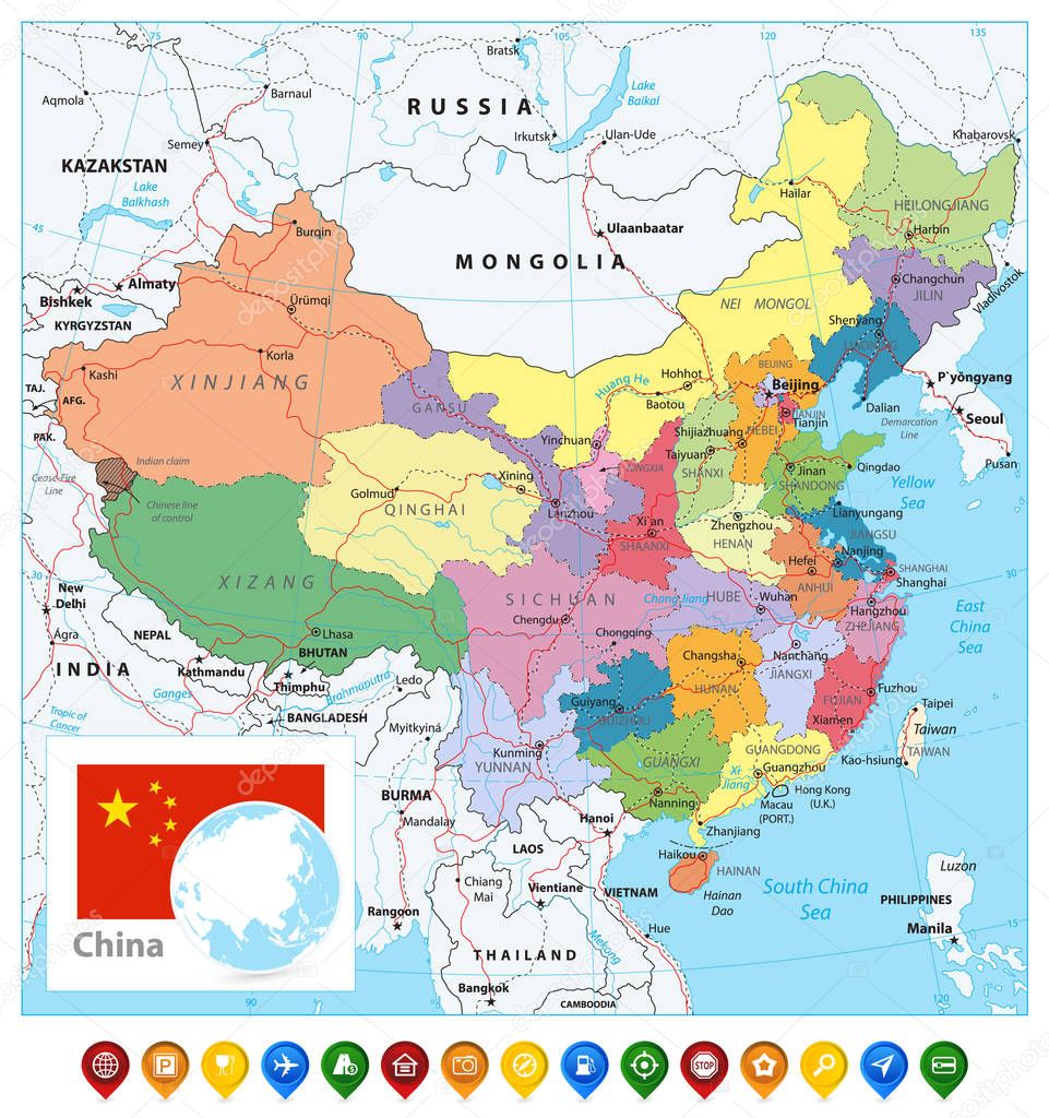 China Political Map and Map Pointers