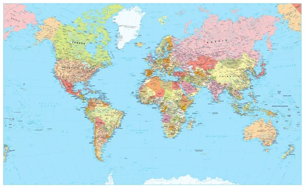 Mapa político mundial — Vector de stock