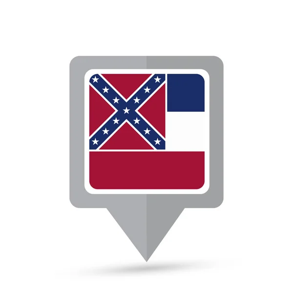 Icône de carte du drapeau de l'État du Mississippi — Image vectorielle