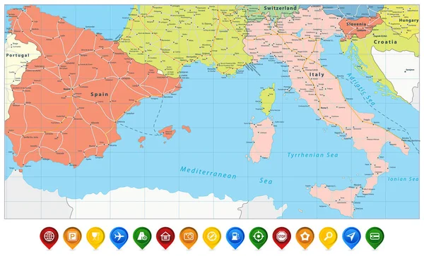 Portugal Mapa político Cor vintage imagem vetorial de Cartarium