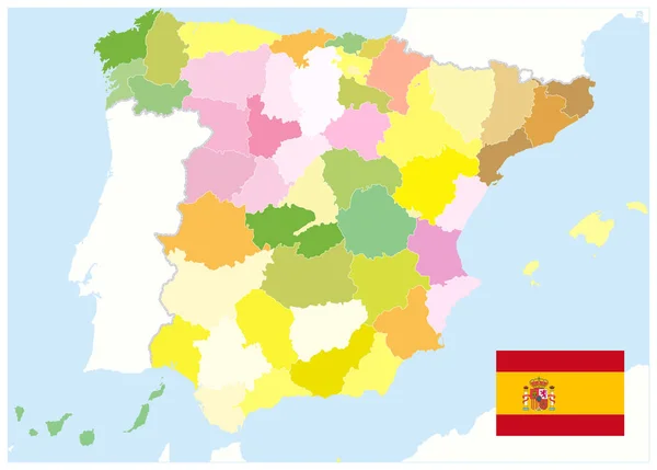Administrative Political Map Spain Text All Elements Separated Editable Layers — Stock Vector